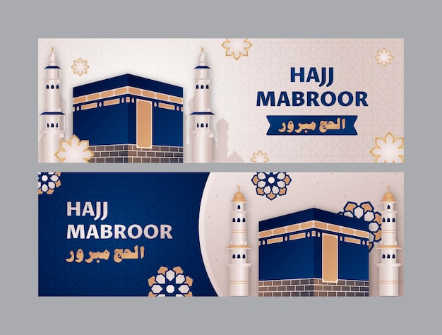Free vector gradient hajj horizontal banners collection
