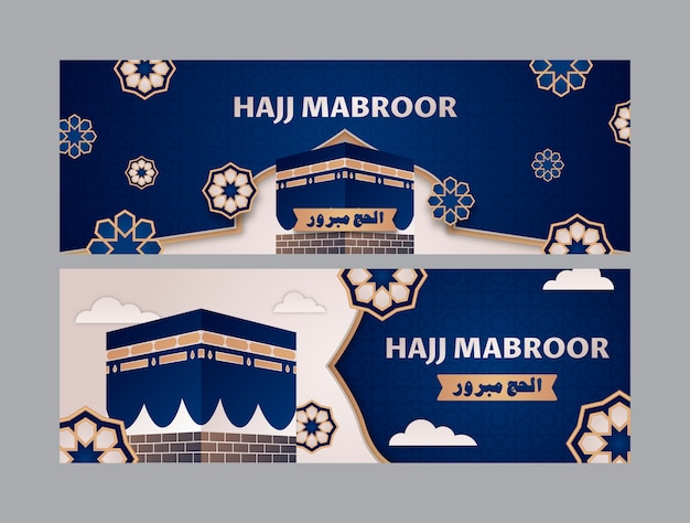 Gradient hajj horizontal banners collection