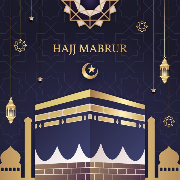 Gradient hajj illustration with mecca