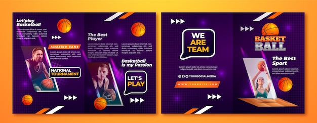 Free vector gradient halftone basketball brochure template