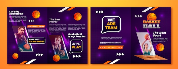 Free vector gradient halftone basketball brochure template