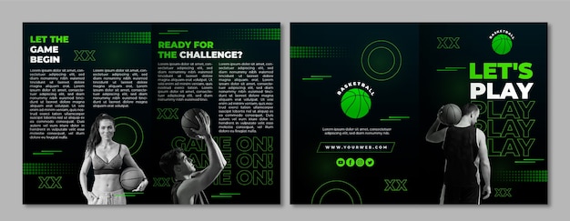 Gradient halftone basketball brochure template