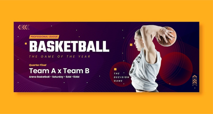मुफ़्त वेक्टर gradient halftone basketball facebook cover