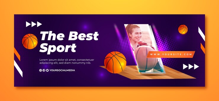 मुफ़्त वेक्टर gradient halftone basketball social media cover template