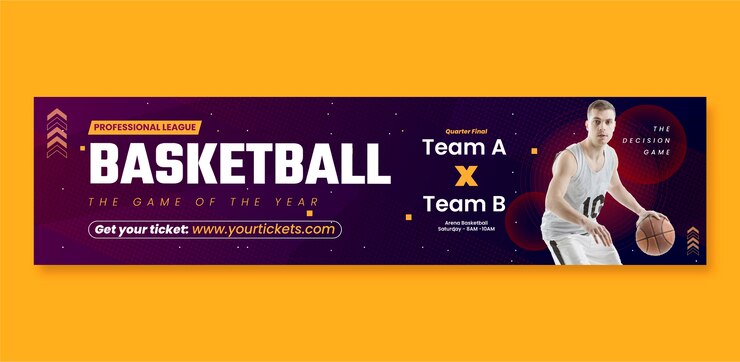 मुफ़्त वेक्टर gradient halftone basketball twitch banner