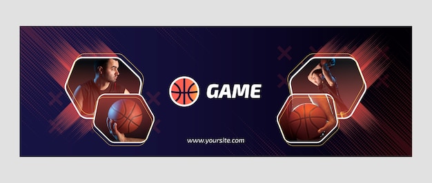 Gradient halftone basketball twitter header