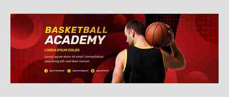 Free vector gradient halftone basketball twitter header