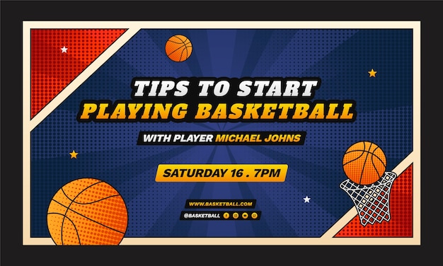 Free vector gradient halftone basketball webinar template