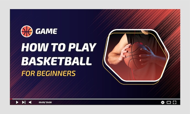 Free vector gradient halftone basketball youtube thumbnail