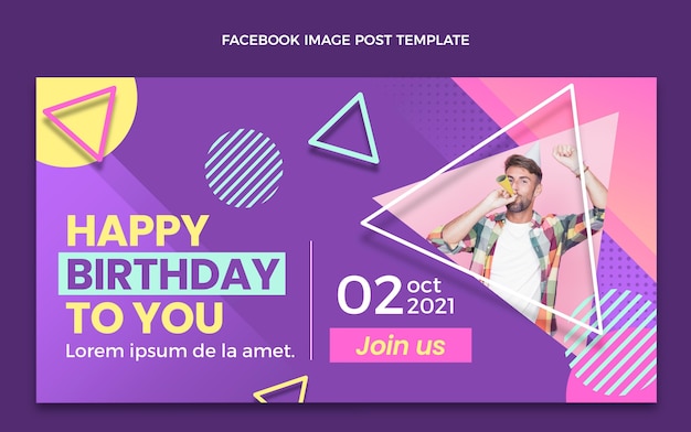 Gradient halftone birthday facebook post