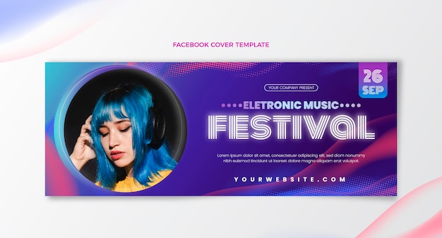 Gradient halftone music festival facebook cover