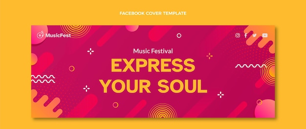 Gradient halftone music festival facebook cover