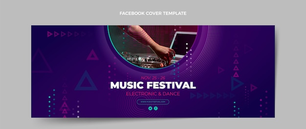 無料ベクター グラデーションハーフトーン音楽祭facebookカバー