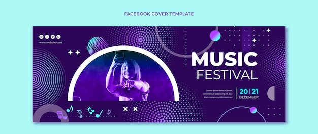 그라데이션 하프톤 음악 축제 페이스북 커버