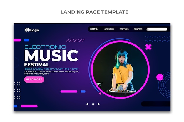 Gradient halftone music festival landing page