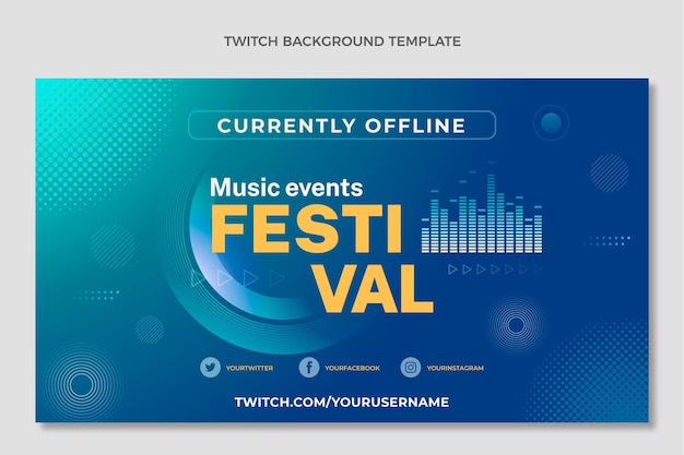 Gradient halftone music festival twitch background