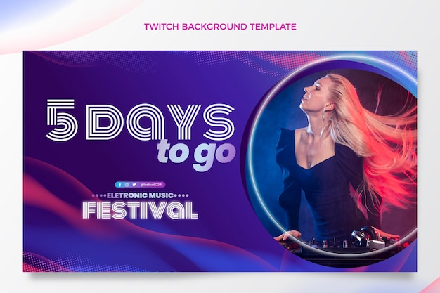 Gradient halftone music festival twitch background