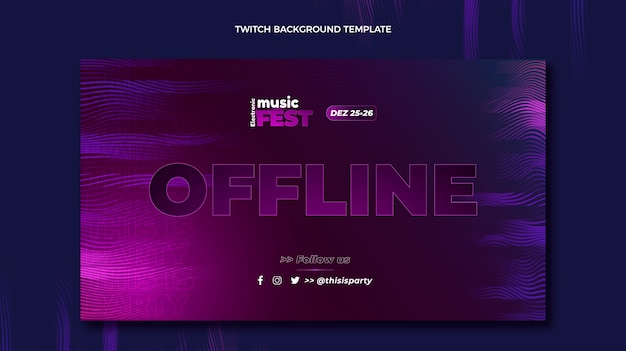 Gradient halftone music festival twitch background