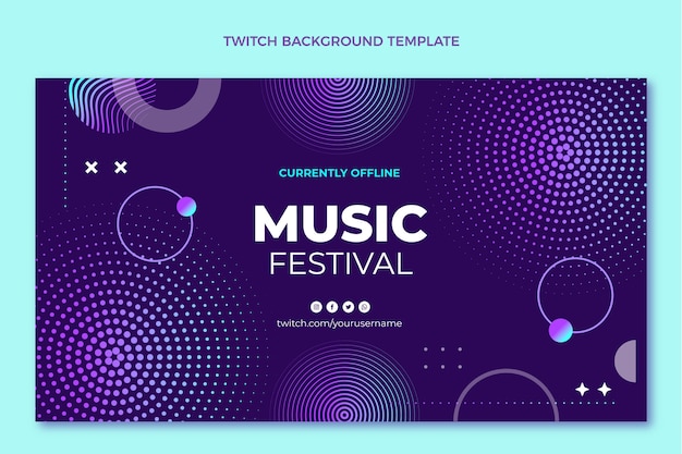 Gradient halftone music festival twitch background