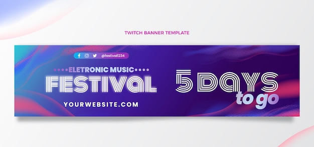 Free vector gradient halftone music festival twitch banner