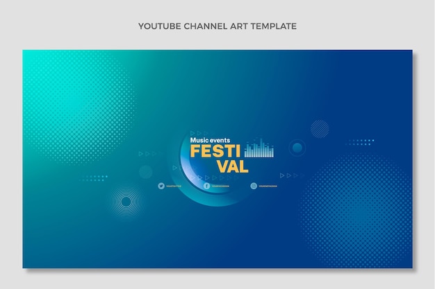 Gradient halftone music festival youtube channel art