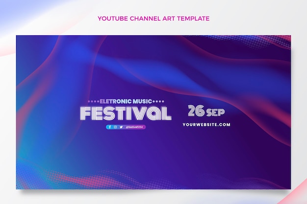 Free vector gradient halftone music festival youtube channel art