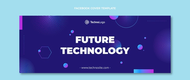 Vettore gratuito copertina facebook con tecnologia gradiente mezzitoni