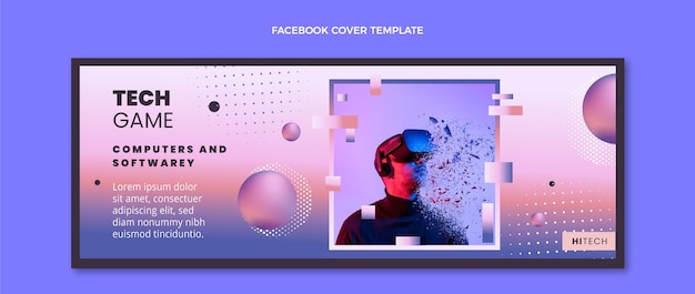 Gradient halftone technology facebook cover