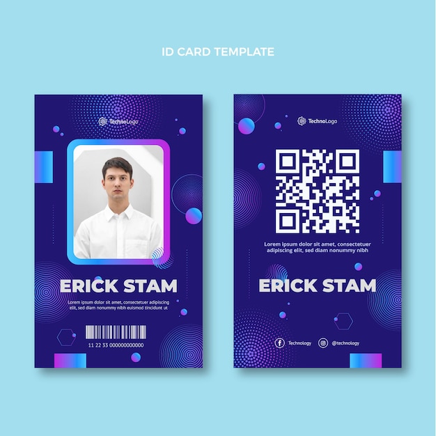 Free vector gradient halftone technology id card