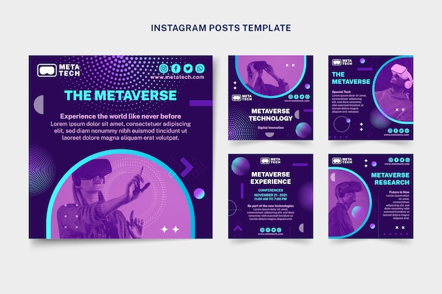 Free vector gradient halftone technology instagram posts