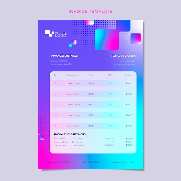 Free vector gradient halftone technology invoice