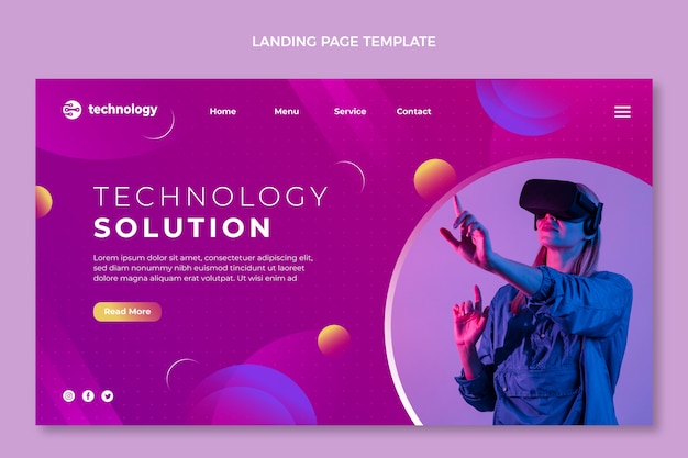 Gradient halftone technology landing page Free Vector