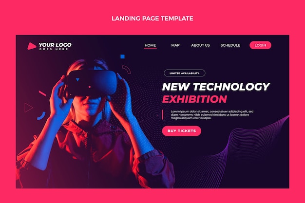 Free vector gradient halftone technology landing page