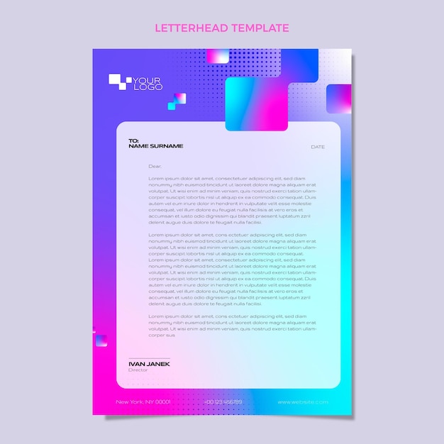 Free vector gradient halftone technology letterhead