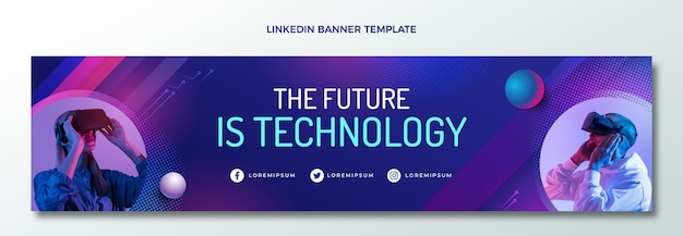 免费矢量梯度半色调技术linkedin旗帜