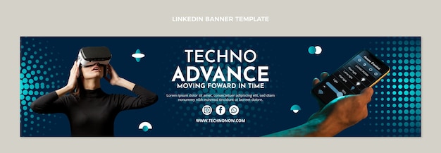 Gradient halftone technology linkedin banner