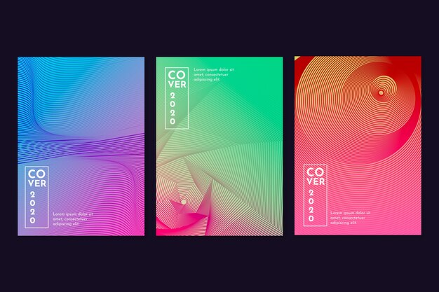 Gradient halftone with small lines concept cover collection