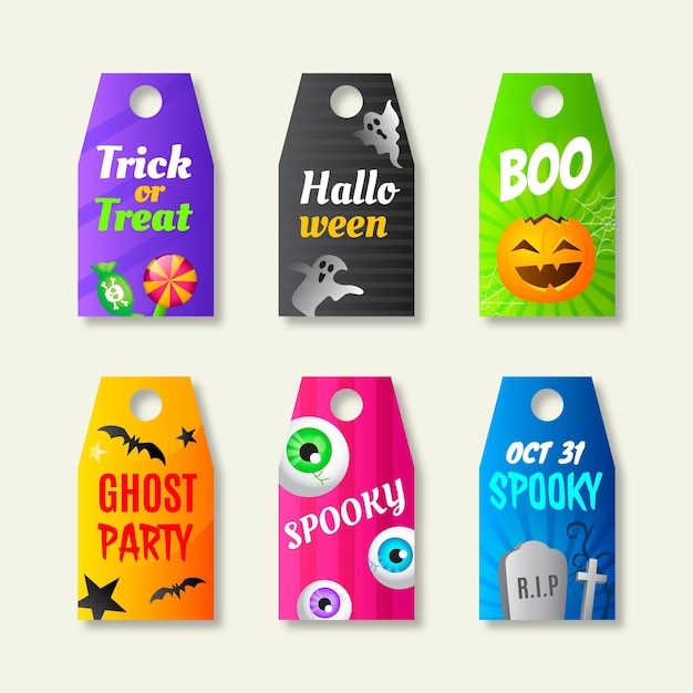 Free vector gradient halloween badges collection