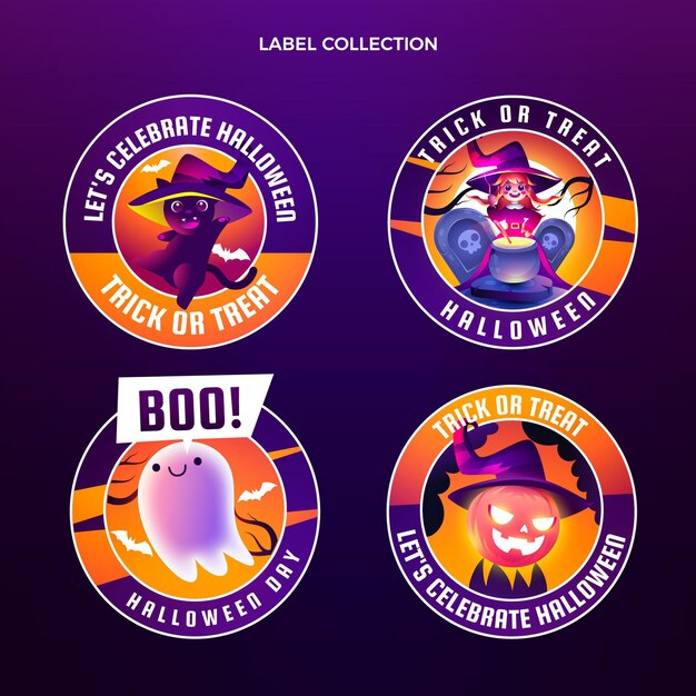 Gradient halloween badges collection