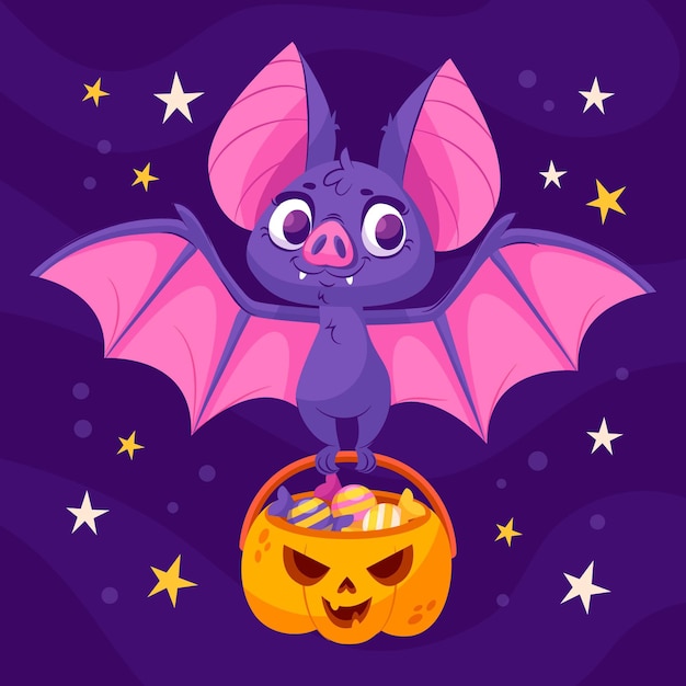 Vettore gratuito illustrazione di pipistrello di halloween sfumato