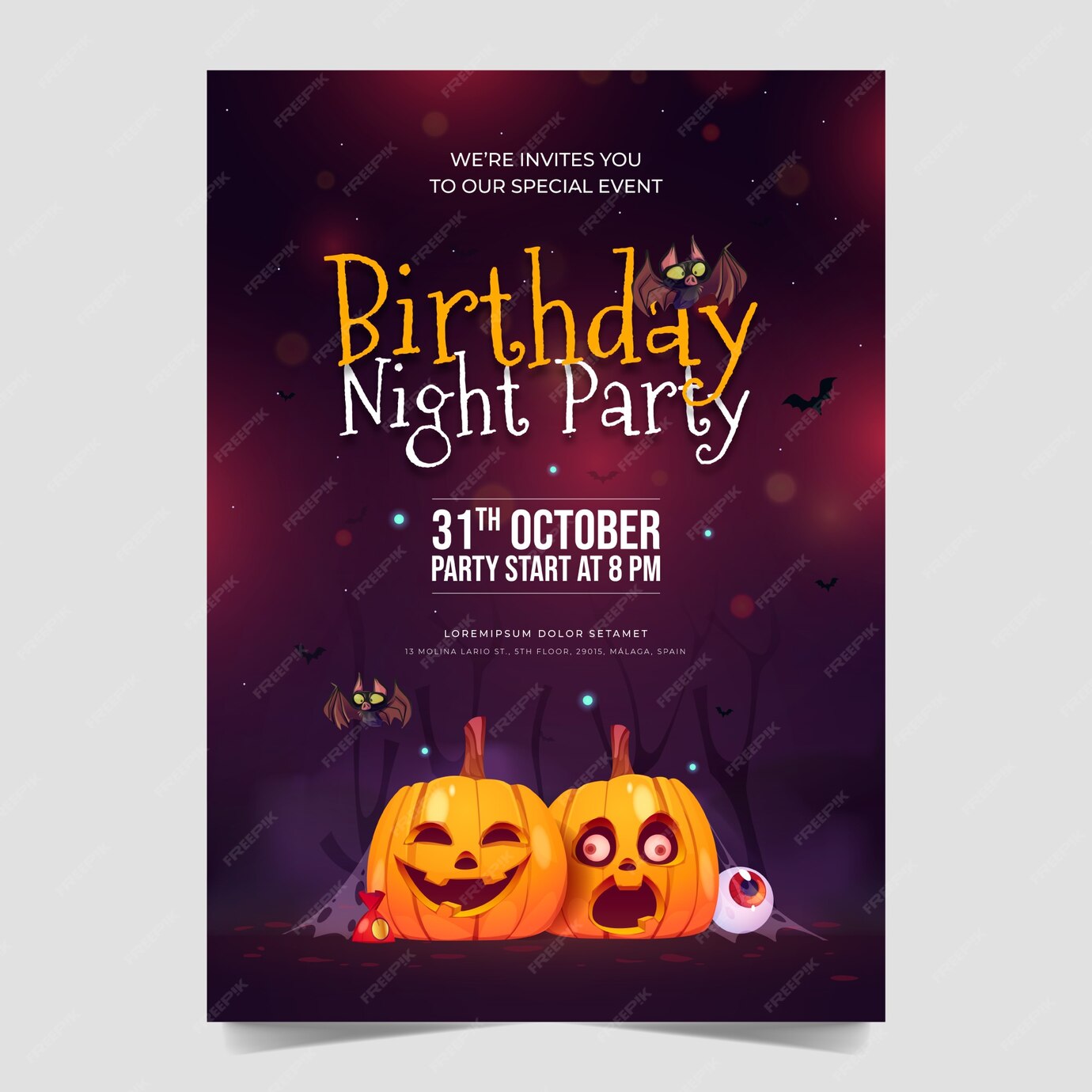 Free Vector | Gradient halloween birthday invitation template