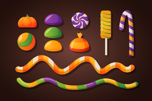 Free vector gradient halloween candy collection