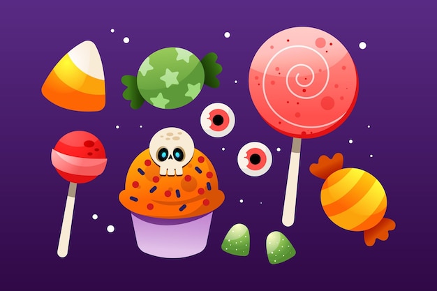 Free vector gradient halloween candy collection