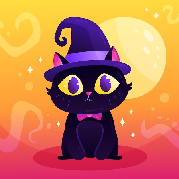 Gradient halloween cat illustration