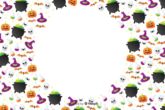 Free vector gradient halloween elements background with copy space