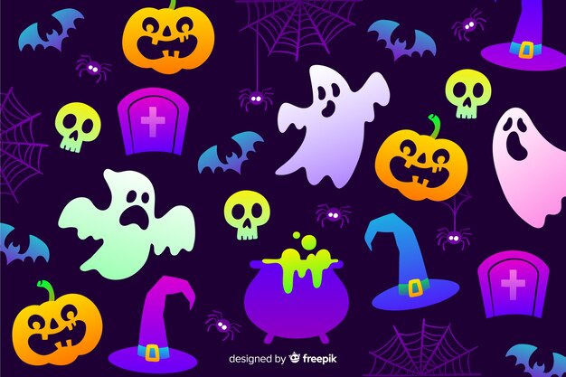 Gradient halloween elements background