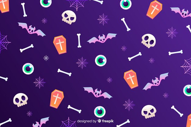 Gradient halloween elements background