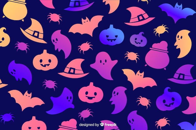 Gradient halloween elements background