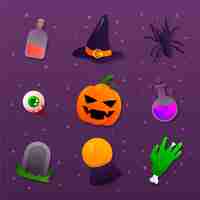 Free vector gradient halloween elements collection