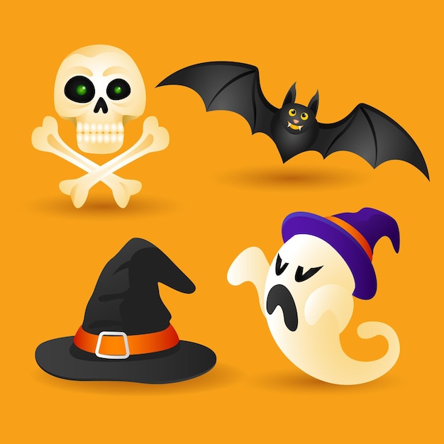 Free vector gradient halloween elements collection